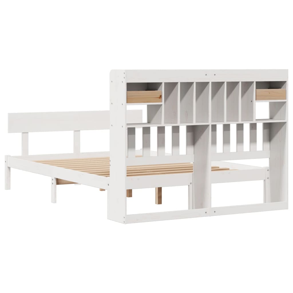 Bed met boekenkast zonder matras grenenhout wit 140x190 cm is nu te koop bij PeponiXL, paradijselijk wonen!
