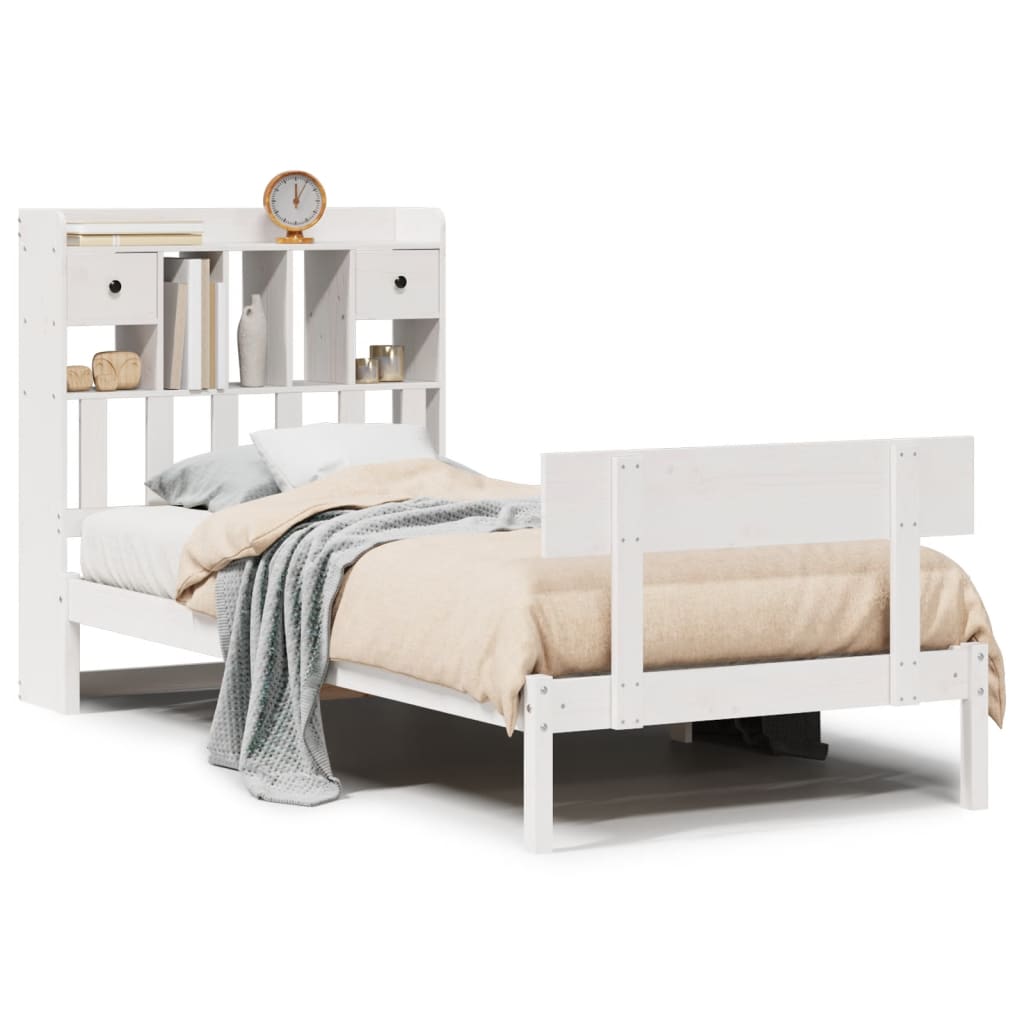 Bed met boekenkast zonder matras grenenhout wit 90x200 cm is nu te koop bij PeponiXL, paradijselijk wonen!