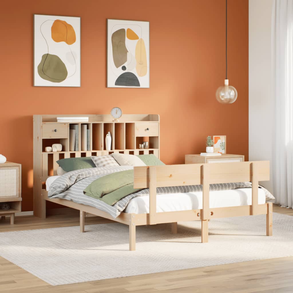 Bed met boekenkast zonder matras massief grenenhout 140x200 cm is nu te koop bij PeponiXL, paradijselijk wonen!