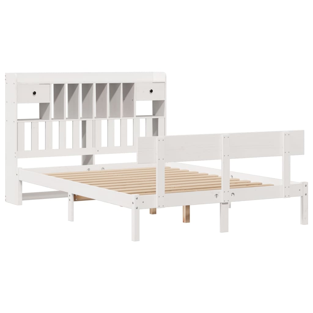 Bed met boekenkast zonder matras grenenhout wit 140x200 cm is nu te koop bij PeponiXL, paradijselijk wonen!