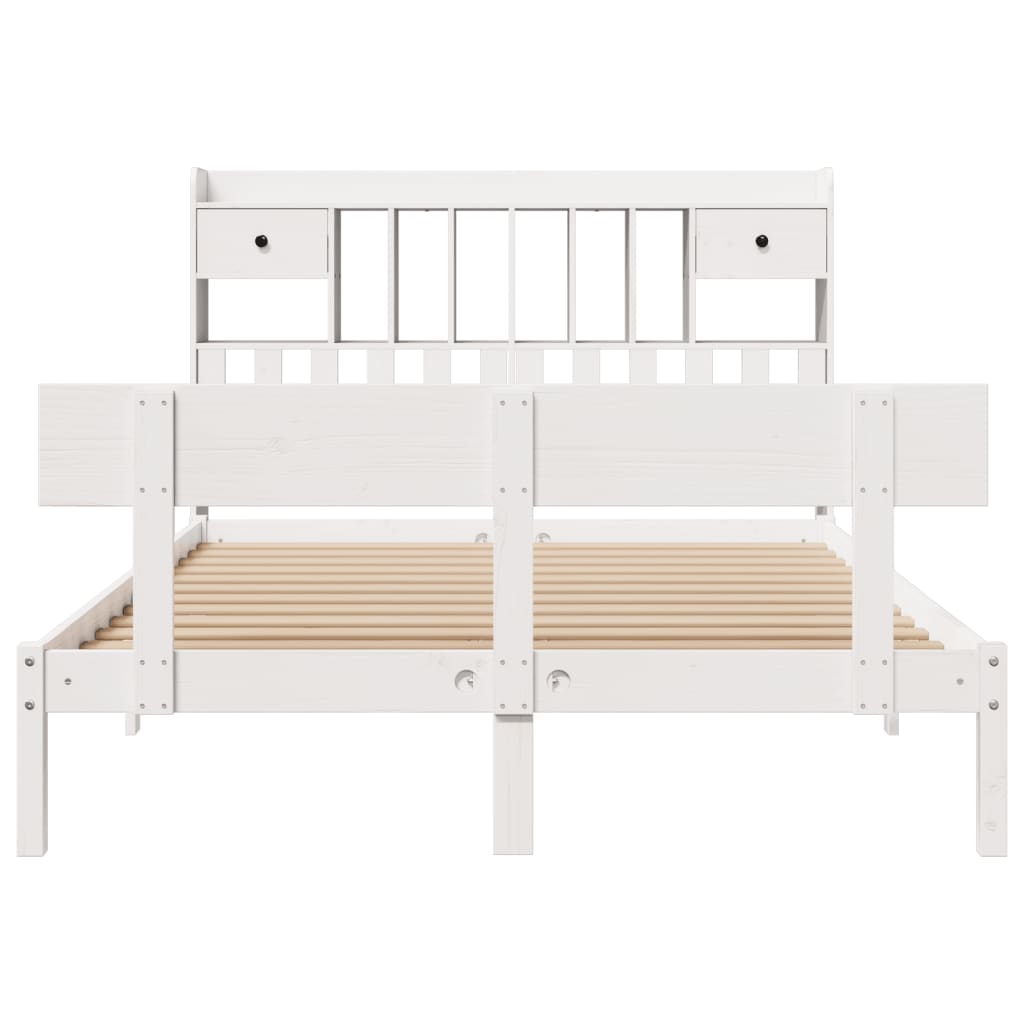 Bed met boekenkast zonder matras grenenhout wit 140x200 cm is nu te koop bij PeponiXL, paradijselijk wonen!