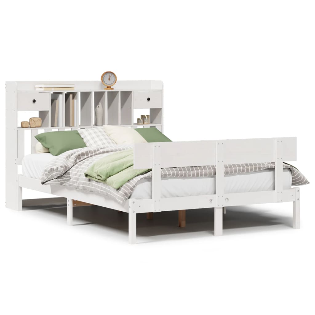 Bed met boekenkast zonder matras grenenhout wit 150x200 cm is nu te koop bij PeponiXL, paradijselijk wonen!