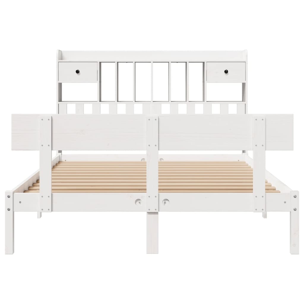 Bed met boekenkast zonder matras grenenhout wit 150x200 cm is nu te koop bij PeponiXL, paradijselijk wonen!