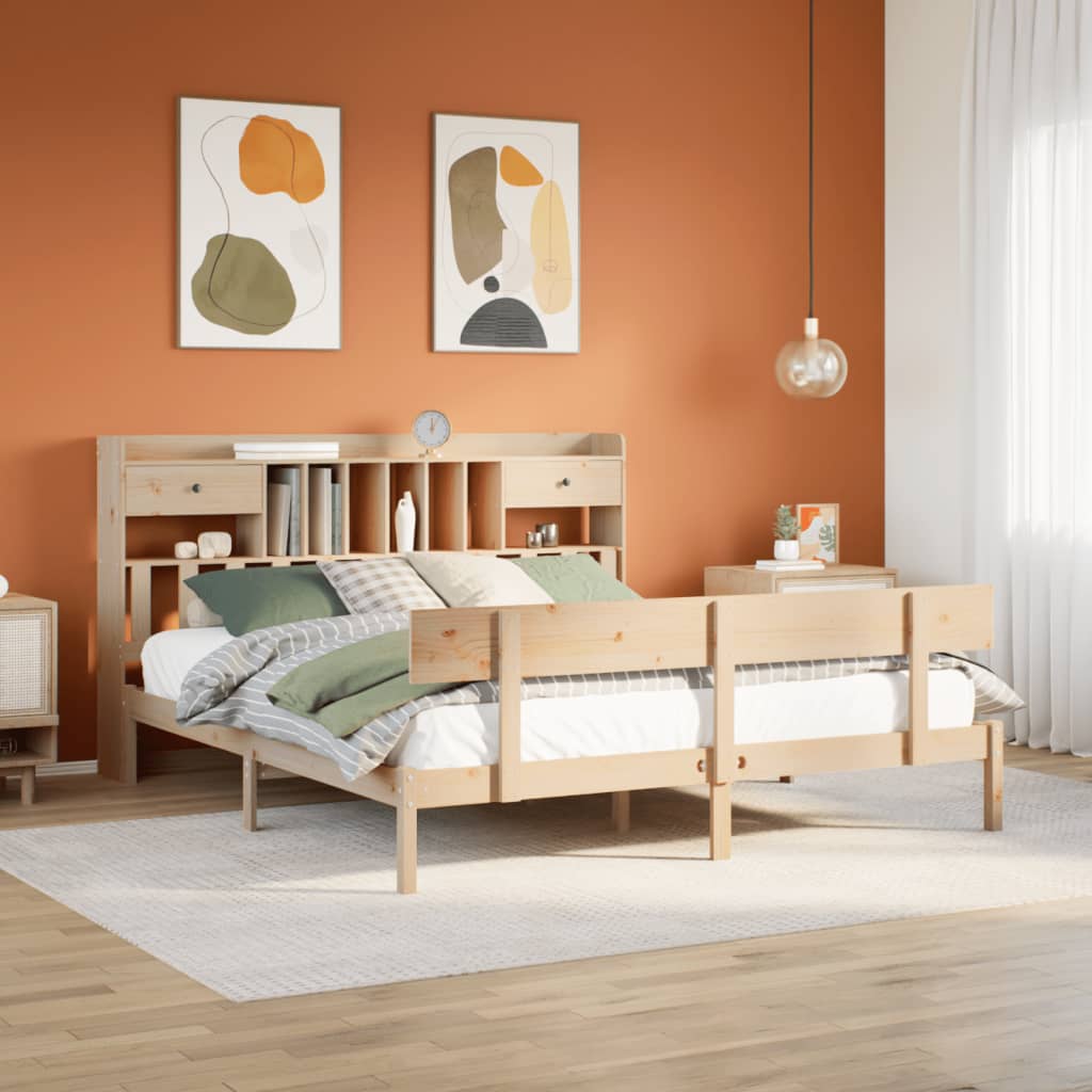 Bed met boekenkast zonder matras massief grenenhout 180x200 cm is nu te koop bij PeponiXL, paradijselijk wonen!