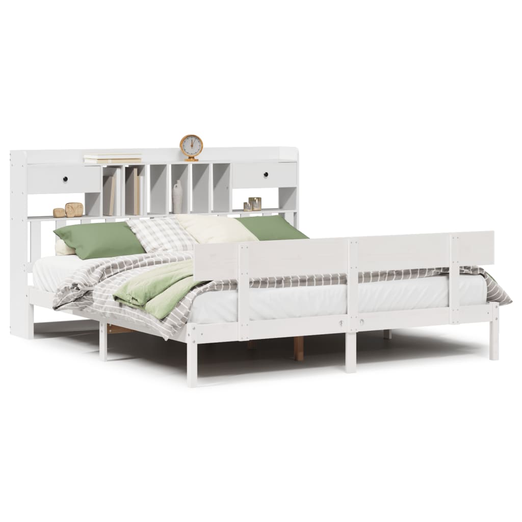 Bed met boekenkast zonder matras grenenhout wit 180x200 cm is nu te koop bij PeponiXL, paradijselijk wonen!