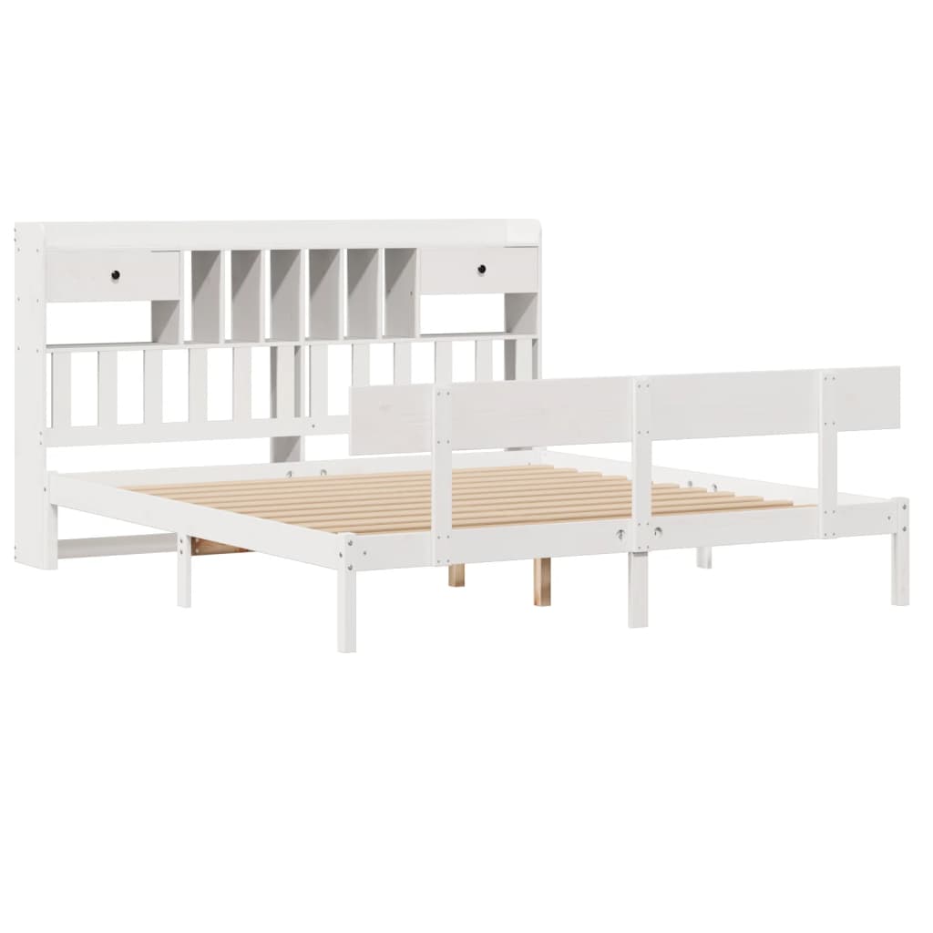 Bed met boekenkast zonder matras grenenhout wit 180x200 cm is nu te koop bij PeponiXL, paradijselijk wonen!