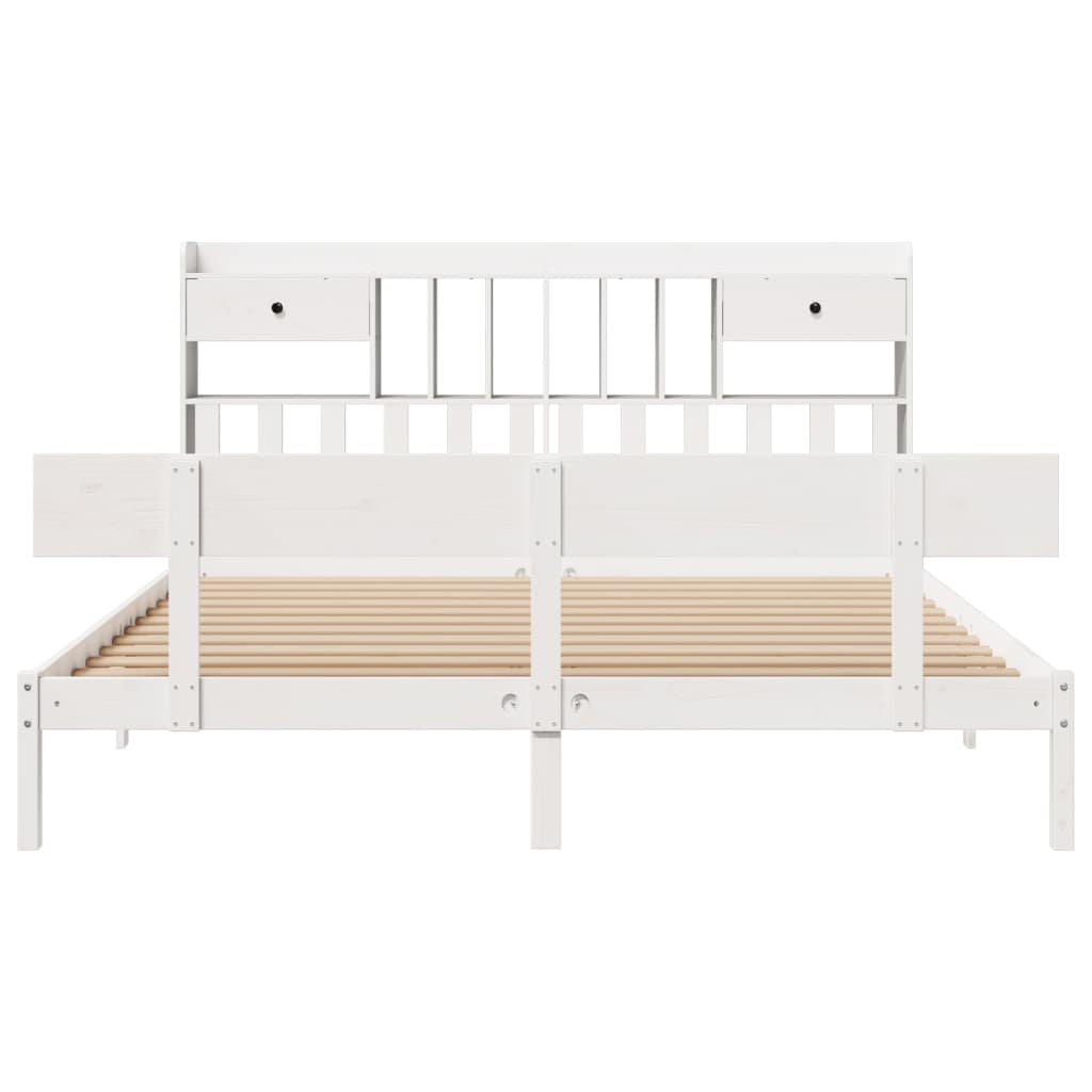 Bed met boekenkast zonder matras grenenhout wit 180x200 cm is nu te koop bij PeponiXL, paradijselijk wonen!