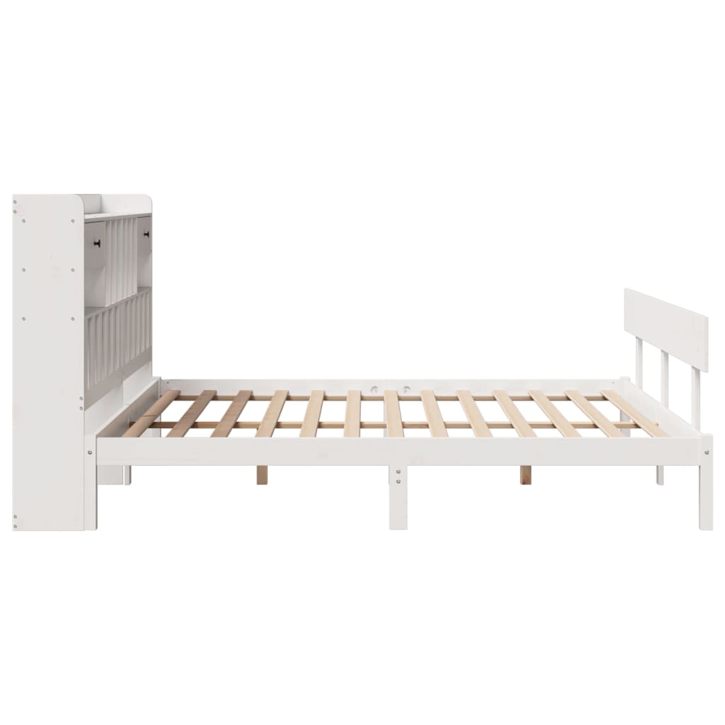 Bed met boekenkast zonder matras grenenhout wit 180x200 cm is nu te koop bij PeponiXL, paradijselijk wonen!