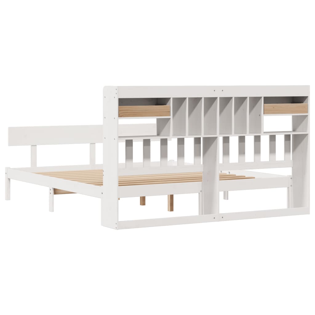 Bed met boekenkast zonder matras grenenhout wit 180x200 cm is nu te koop bij PeponiXL, paradijselijk wonen!