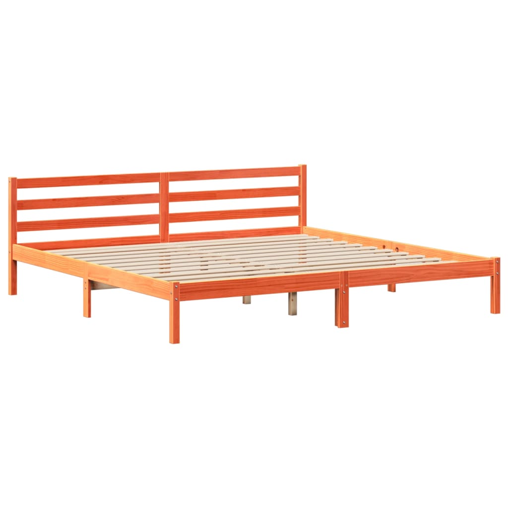 Bed met boekenkast zonder matras grenenhout wasbruin 200x200 cm is nu te koop bij PeponiXL, paradijselijk wonen!