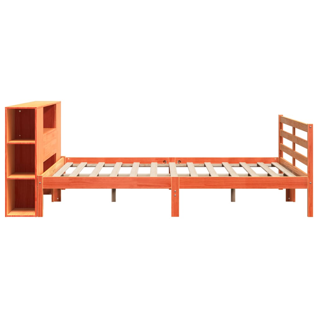 Bed met boekenkast zonder matras grenenhout wasbruin 200x200 cm is nu te koop bij PeponiXL, paradijselijk wonen!