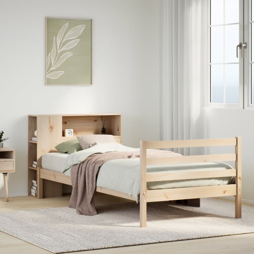 Bed met boekenkast zonder matras massief grenenhout 100x200 cm is nu te koop bij PeponiXL, paradijselijk wonen!