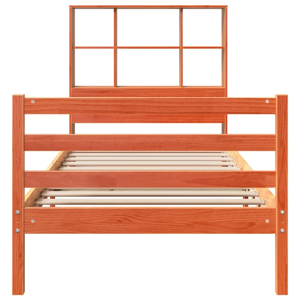 Bed met boekenkast zonder matras hout wasbruin 100x200 cm is nu te koop bij PeponiXL, paradijselijk wonen!