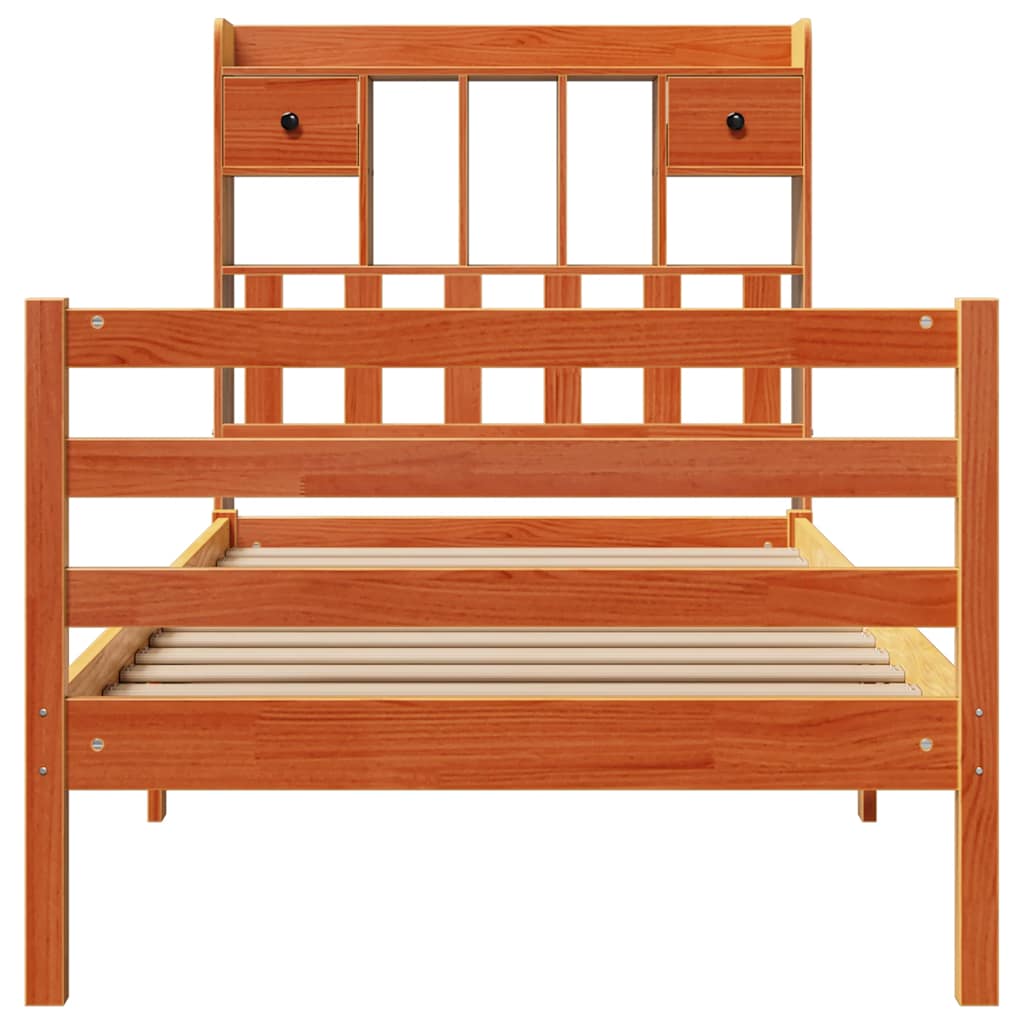 Bed met boekenkast zonder matras grenenhout wasbruin 75x190 cm is nu te koop bij PeponiXL, paradijselijk wonen!