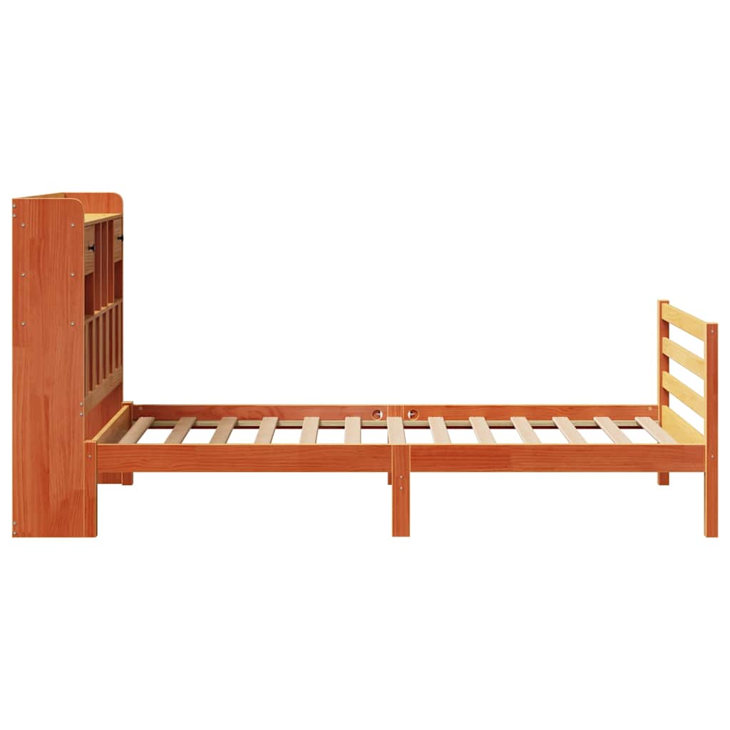 Bed met boekenkast zonder matras grenenhout wasbruin 75x190 cm is nu te koop bij PeponiXL, paradijselijk wonen!
