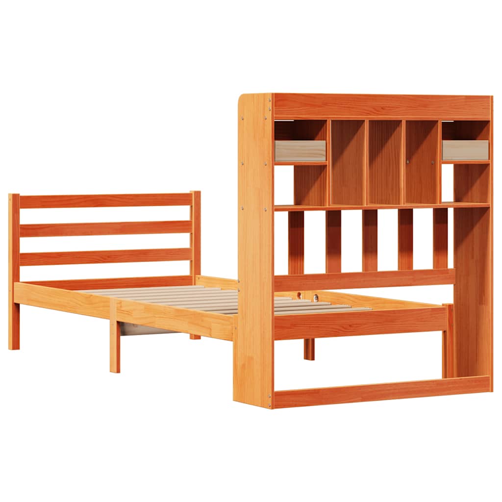 Bed met boekenkast zonder matras grenenhout wasbruin 75x190 cm is nu te koop bij PeponiXL, paradijselijk wonen!