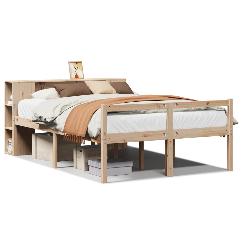 Bed met boekenkast zonder matras massief grenenhout 135x190 cm is nu te koop bij PeponiXL, paradijselijk wonen!