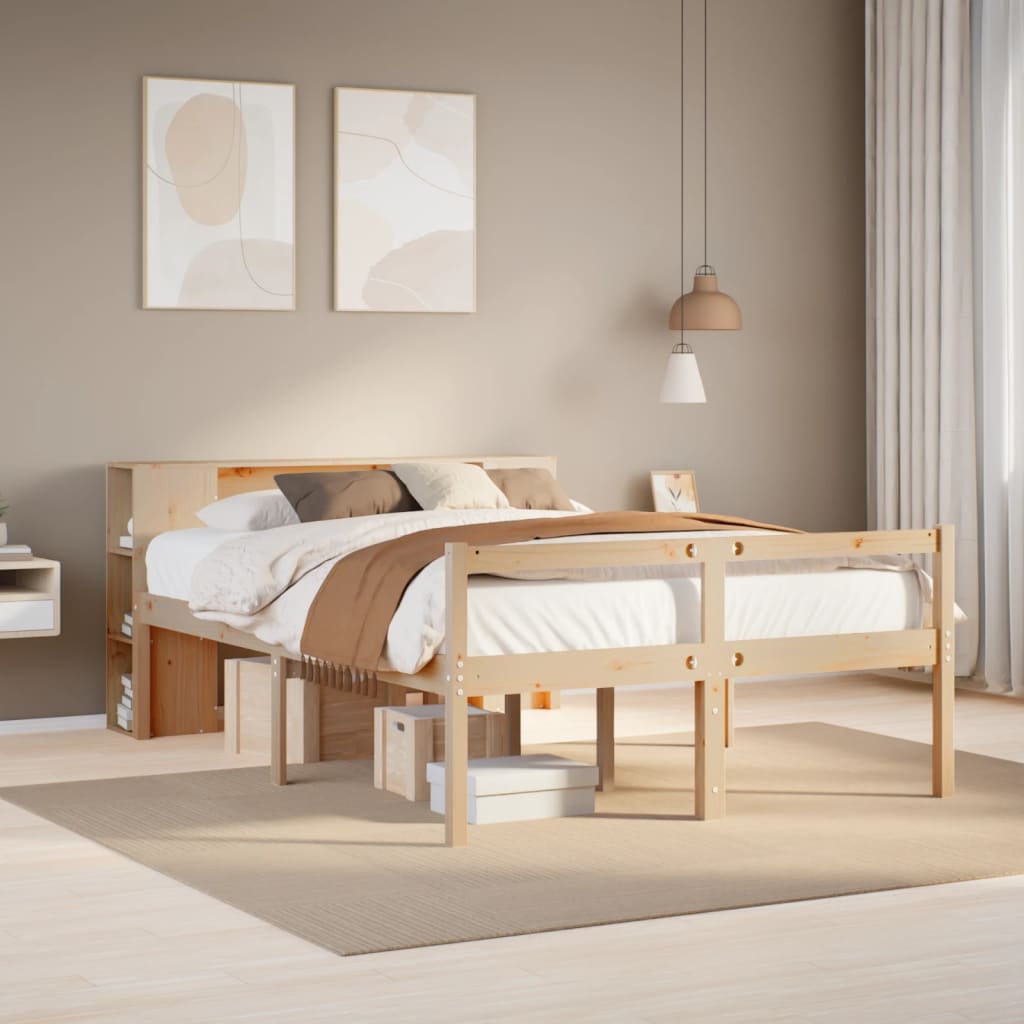 Bed met boekenkast zonder matras massief grenenhout 135x190 cm is nu te koop bij PeponiXL, paradijselijk wonen!