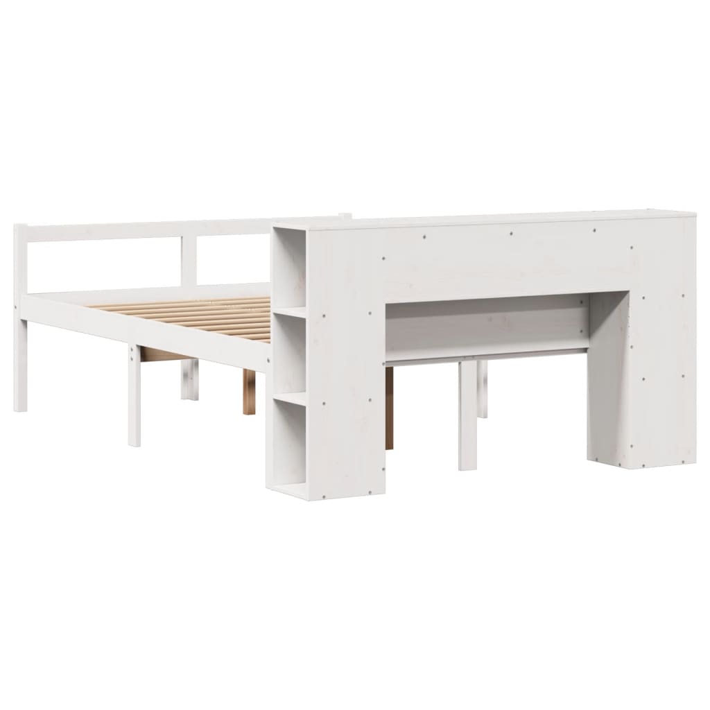 Bed met boekenkast zonder matras grenenhout wit 135x190 cm is nu te koop bij PeponiXL, paradijselijk wonen!