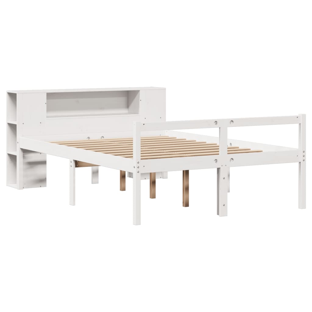 Bed met boekenkast zonder matras grenenhout wit 140x200 cm is nu te koop bij PeponiXL, paradijselijk wonen!
