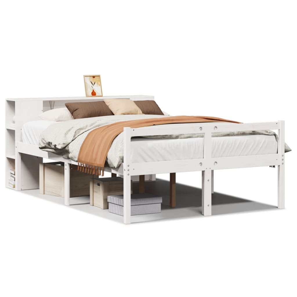 Bed met boekenkast zonder matras grenenhout wit 150x200 cm is nu te koop bij PeponiXL, paradijselijk wonen!
