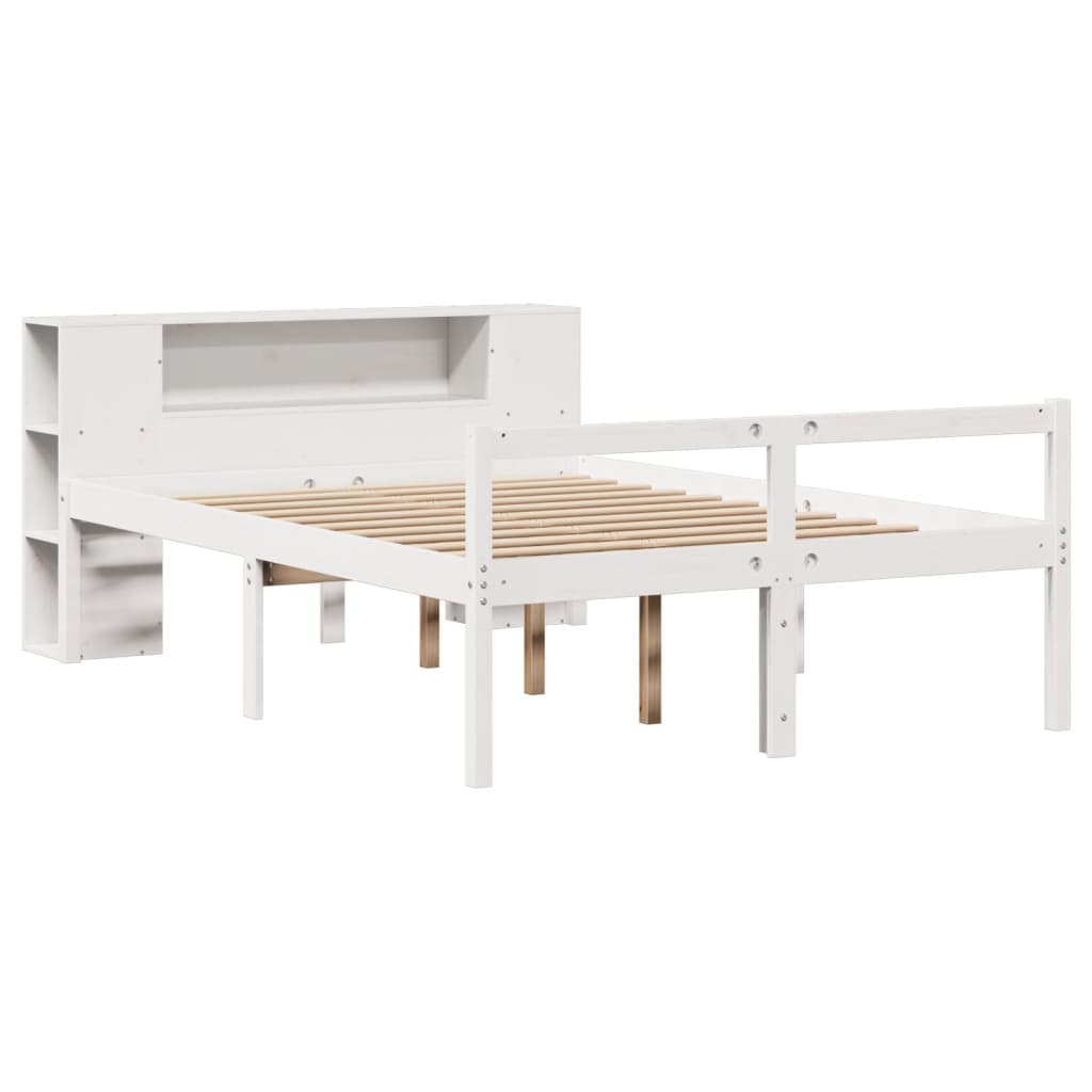 Bed met boekenkast zonder matras grenenhout wit 150x200 cm is nu te koop bij PeponiXL, paradijselijk wonen!