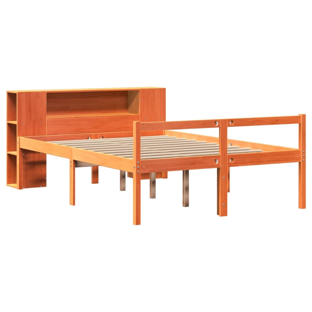 Bed met boekenkast zonder matras hout wasbruin 140x190 cm is nu te koop bij PeponiXL, paradijselijk wonen!