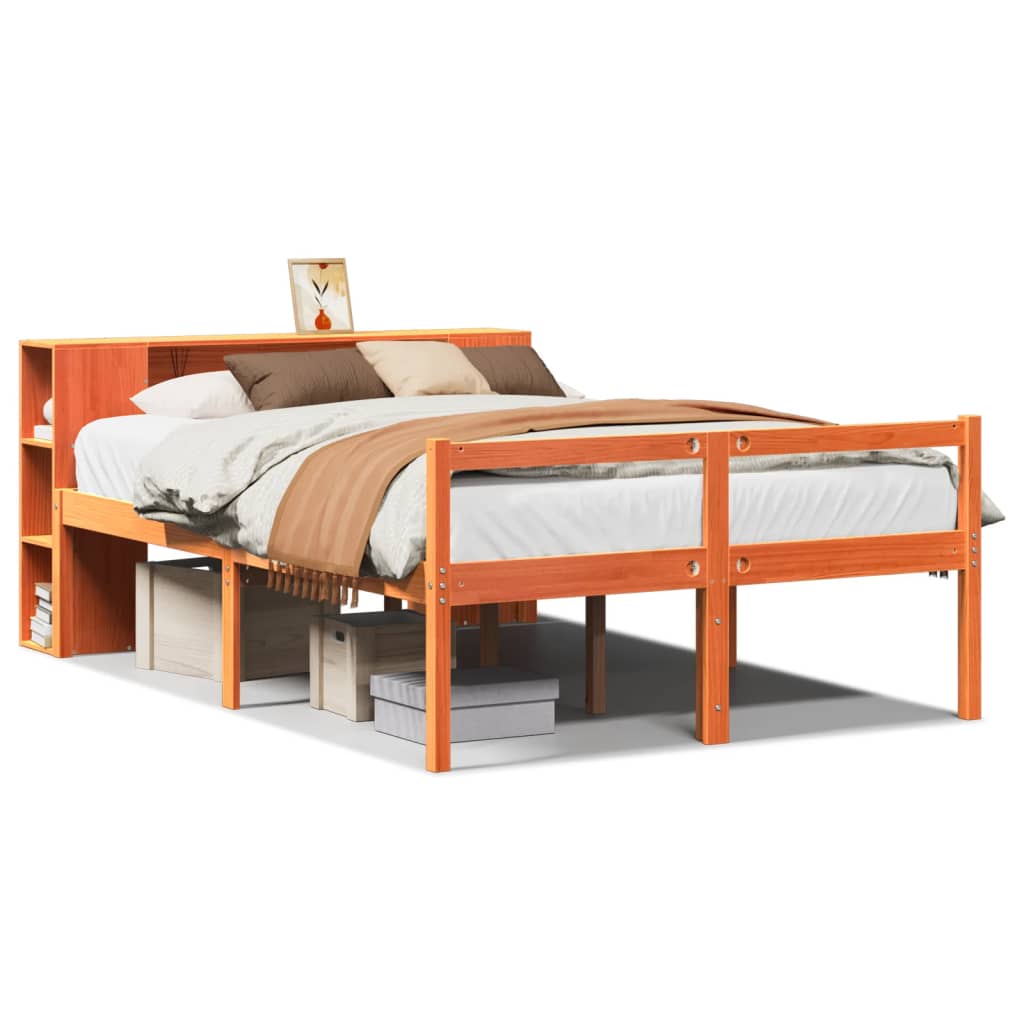 Bed met boekenkast zonder matras hout wasbruin 140x200 cm is nu te koop bij PeponiXL, paradijselijk wonen!