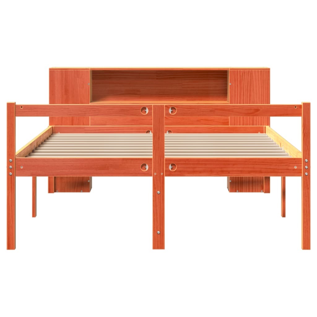 Bed met boekenkast zonder matras hout wasbruin 140x200 cm is nu te koop bij PeponiXL, paradijselijk wonen!