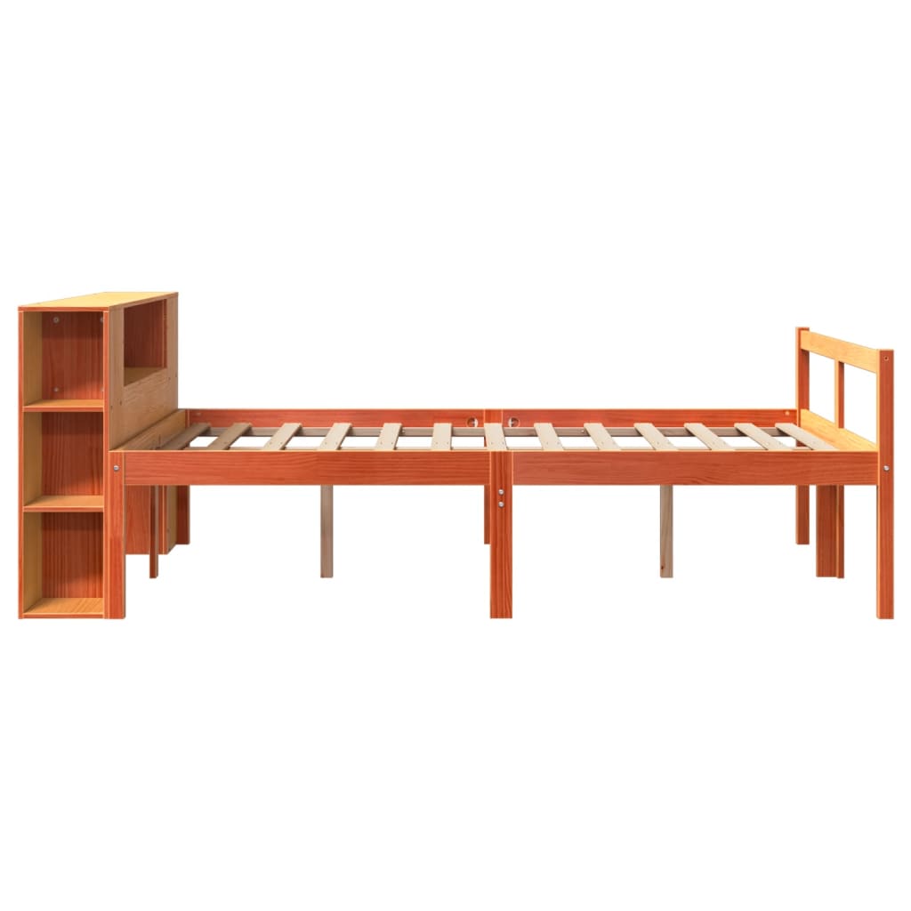 Bed met boekenkast zonder matras hout wasbruin 140x200 cm is nu te koop bij PeponiXL, paradijselijk wonen!