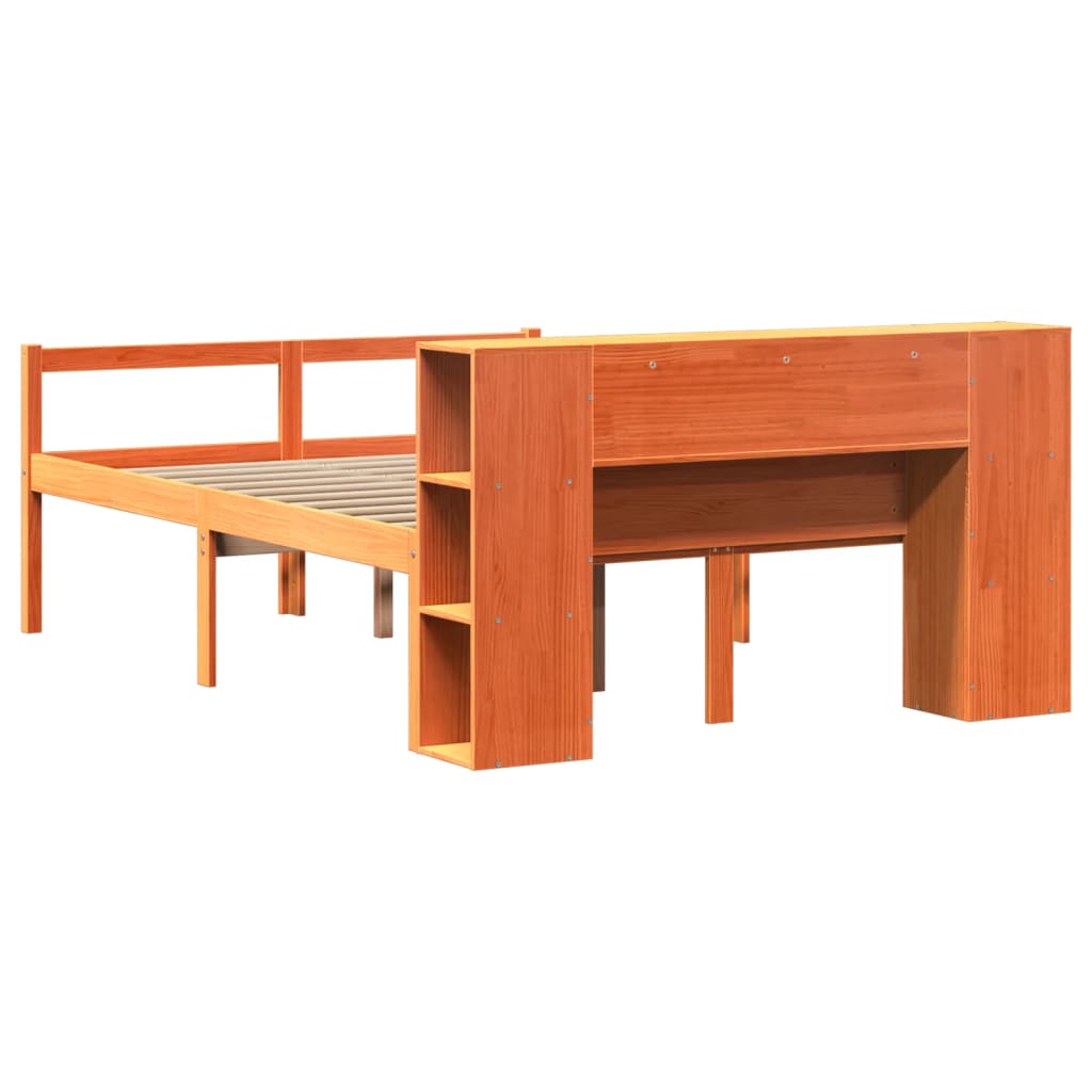 Bed met boekenkast zonder matras hout wasbruin 140x200 cm is nu te koop bij PeponiXL, paradijselijk wonen!