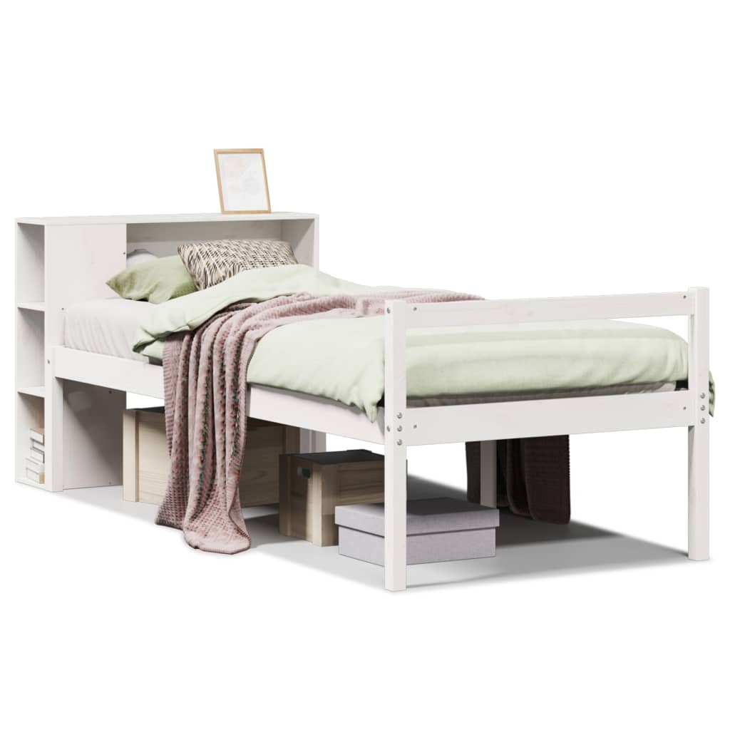 Bed met boekenkast zonder matras grenenhout wit 75x190 cm is nu te koop bij PeponiXL, paradijselijk wonen!