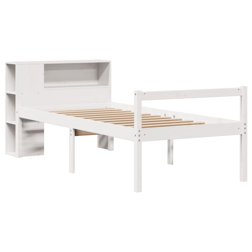 Bed met boekenkast zonder matras grenenhout wit 75x190 cm is nu te koop bij PeponiXL, paradijselijk wonen!