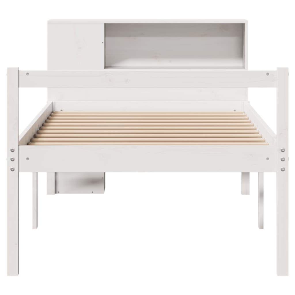 Bed met boekenkast zonder matras grenenhout wit 75x190 cm is nu te koop bij PeponiXL, paradijselijk wonen!