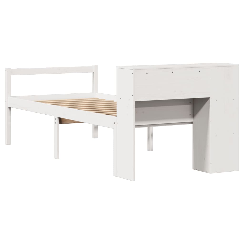 Bed met boekenkast zonder matras grenenhout wit 75x190 cm is nu te koop bij PeponiXL, paradijselijk wonen!