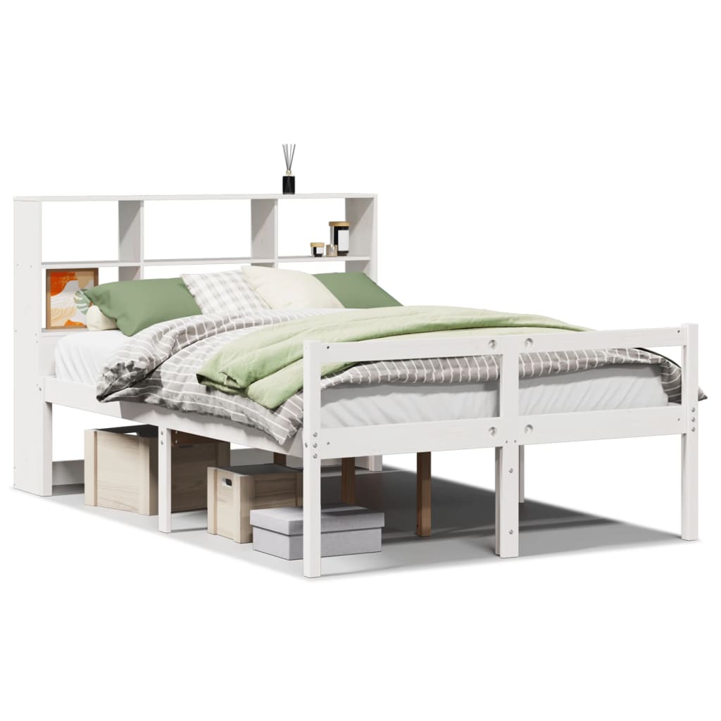 Bed met boekenkast zonder matras grenenhout wit 160x200 cm is nu te koop bij PeponiXL, paradijselijk wonen!