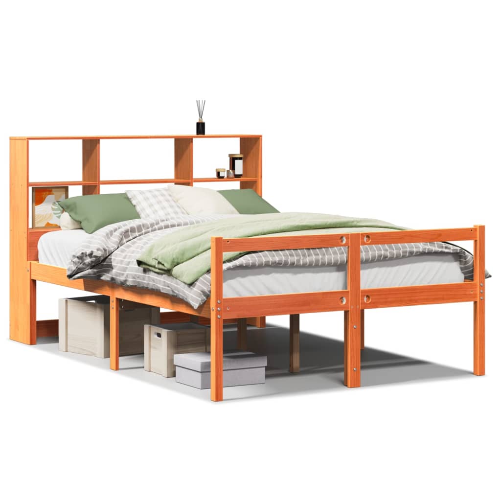 Bed met boekenkast zonder matras hout wasbruin 135x190 cm is nu te koop bij PeponiXL, paradijselijk wonen!