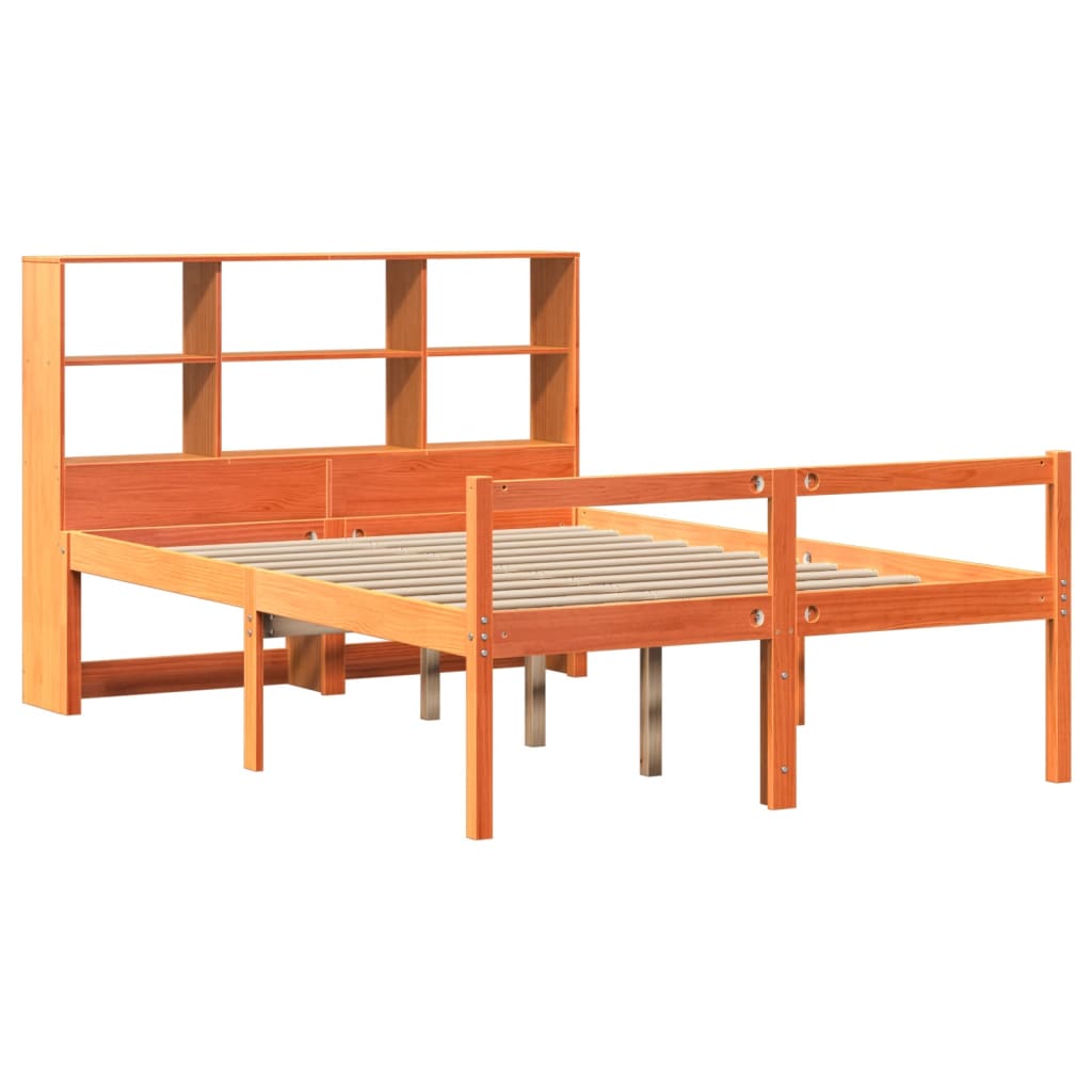 Bed met boekenkast zonder matras hout wasbruin 135x190 cm is nu te koop bij PeponiXL, paradijselijk wonen!