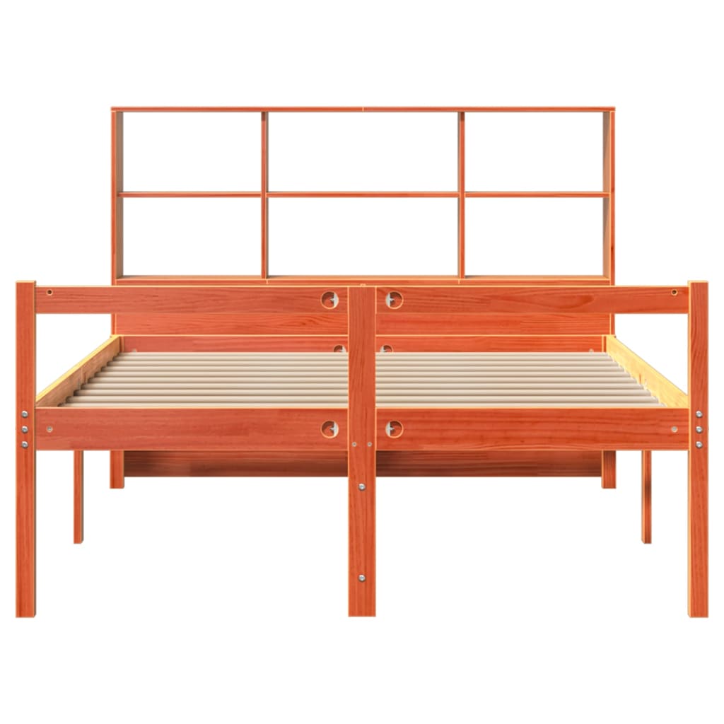 Bed met boekenkast zonder matras hout wasbruin 135x190 cm is nu te koop bij PeponiXL, paradijselijk wonen!