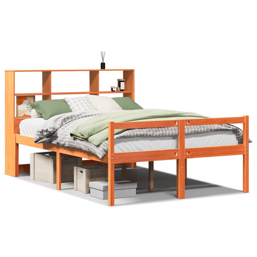 Bed met boekenkast zonder matras hout wasbruin 140x190 cm is nu te koop bij PeponiXL, paradijselijk wonen!