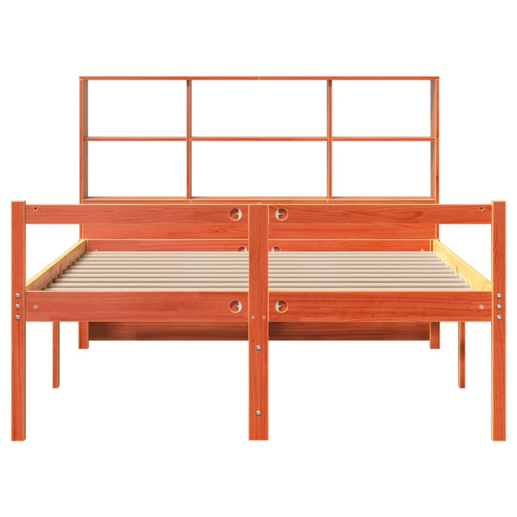 Bed met boekenkast zonder matras hout wasbruin 140x190 cm is nu te koop bij PeponiXL, paradijselijk wonen!