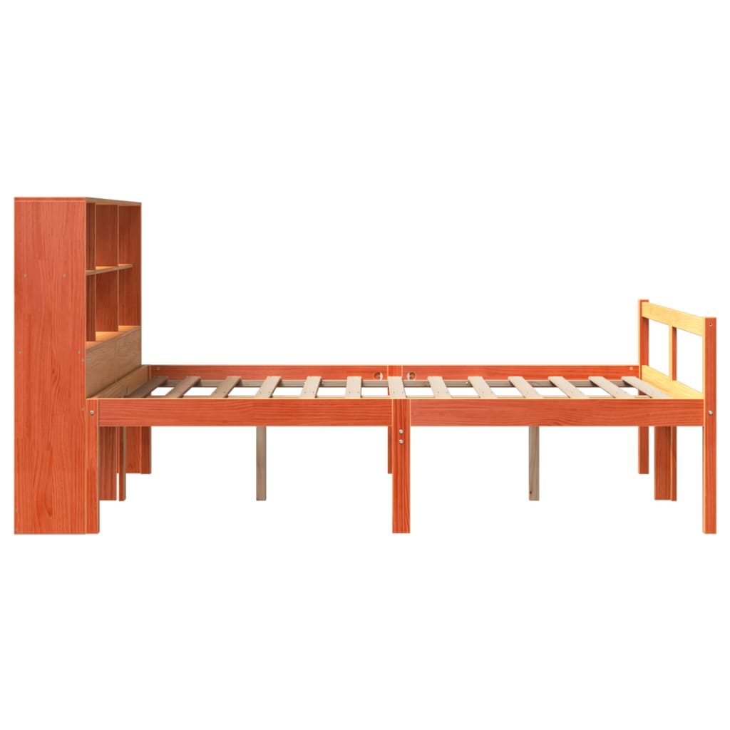 Bed met boekenkast zonder matras hout wasbruin 140x190 cm is nu te koop bij PeponiXL, paradijselijk wonen!