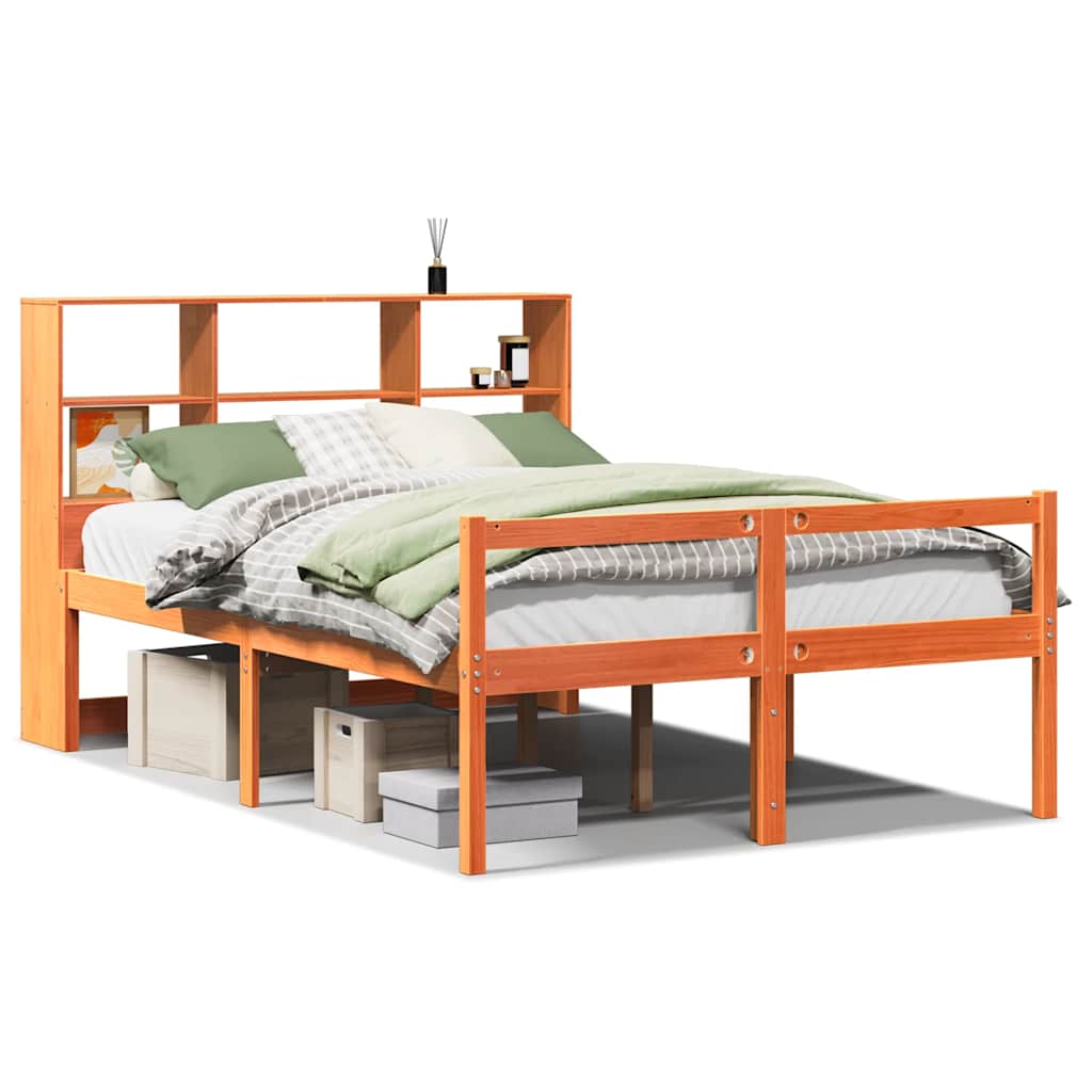 Bed met boekenkast zonder matras hout wasbruin 140x200 cm is nu te koop bij PeponiXL, paradijselijk wonen!