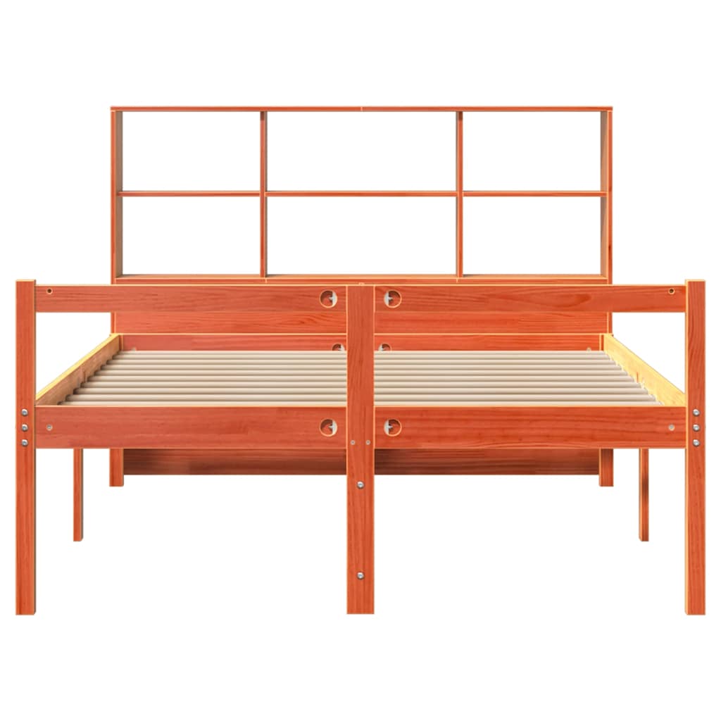 Bed met boekenkast zonder matras hout wasbruin 140x200 cm is nu te koop bij PeponiXL, paradijselijk wonen!