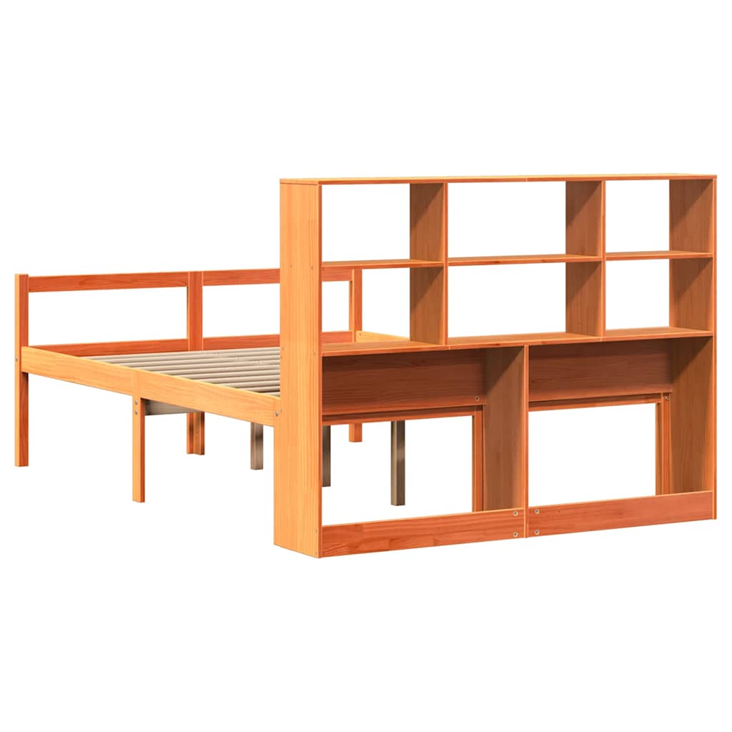 Bed met boekenkast zonder matras hout wasbruin 140x200 cm is nu te koop bij PeponiXL, paradijselijk wonen!
