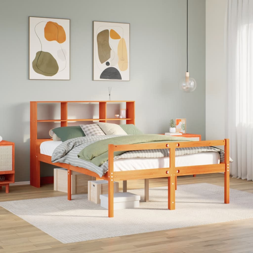 Bed met boekenkast zonder matras hout wasbruin 160x200 cm is nu te koop bij PeponiXL, paradijselijk wonen!
