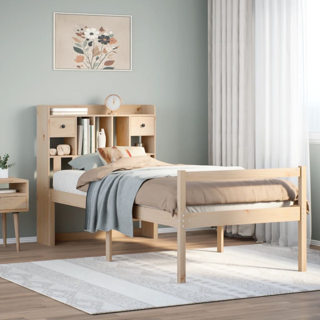 Bed met boekenkast zonder matras massief grenenhout 75x190 cm is nu te koop bij PeponiXL, paradijselijk wonen!