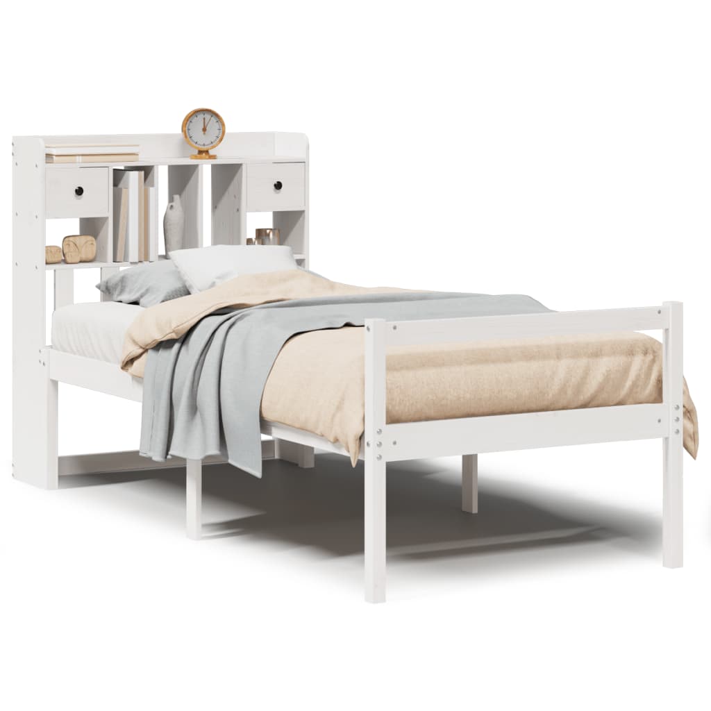 Bed met boekenkast zonder matras grenenhout wit 75x190 cm is nu te koop bij PeponiXL, paradijselijk wonen!