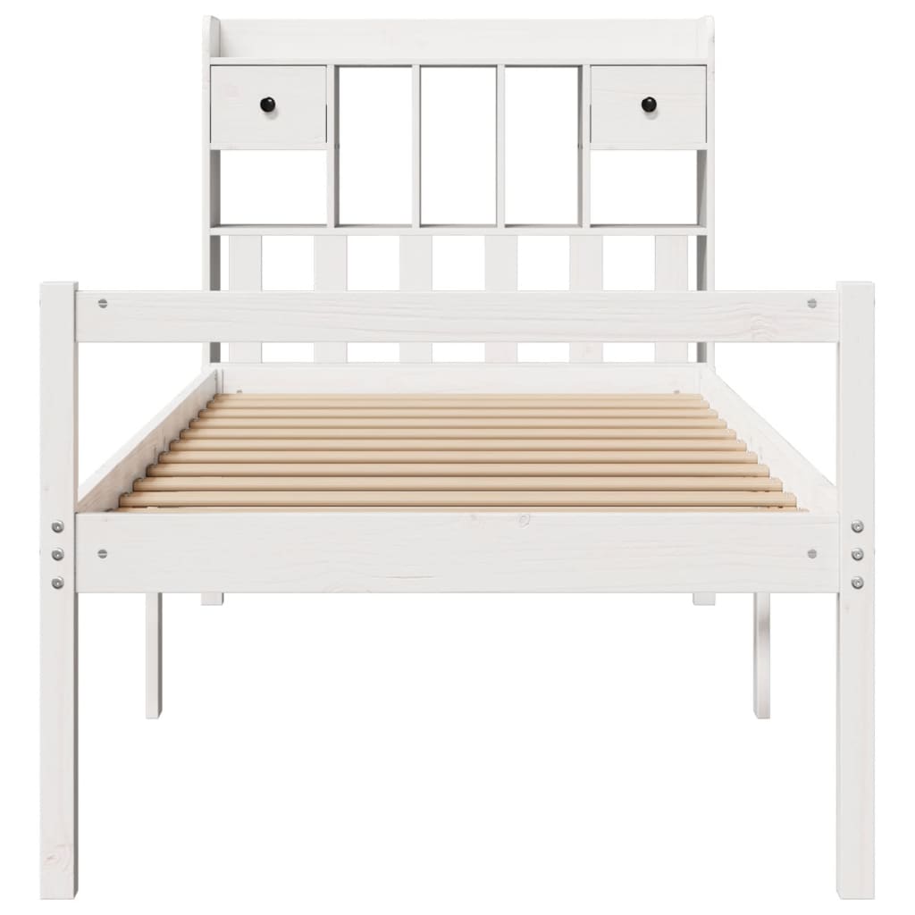 Bed met boekenkast zonder matras grenenhout wit 75x190 cm is nu te koop bij PeponiXL, paradijselijk wonen!