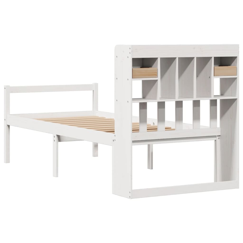 Bed met boekenkast zonder matras grenenhout wit 75x190 cm is nu te koop bij PeponiXL, paradijselijk wonen!